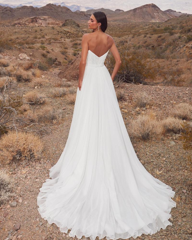 Lp2406 modern minimalist wedding dress with sleeves or strapless neckline2